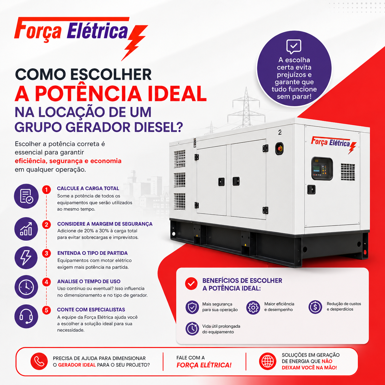 Como Escolher a Potência Ideal na Locação de um Grupo Gerador Diesel - Força Elétrica