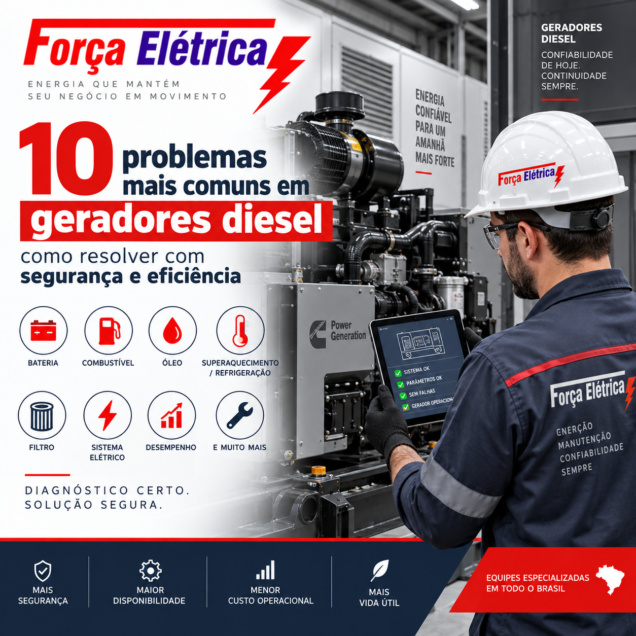 10 problemas mais comuns em geradores diesel e como resolver com segurança e eficiência